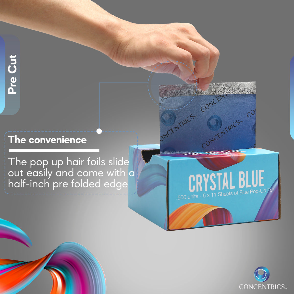 Creative Foil - Crystal Blue Pop Up Hair Foil, 500 Aluminum Foil
